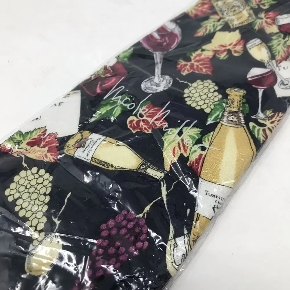 Vintage 1996 Nicole Miller Silk Turning Leaf Wine Winery grapes vino tie 90s new